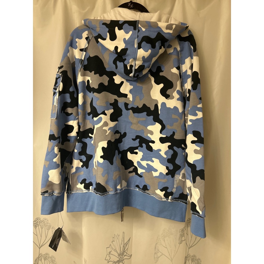 THUMB UNITED camo  Zip Up Hoodie Women Blue Gray Black White Casual Comfort Sz2x - Picture 7 of 12